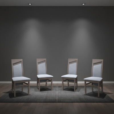 Chaises décoratives en bois rembourrées de textile pour la salle à manger Gastro Set de 4 fauteuils avec accoudoirs