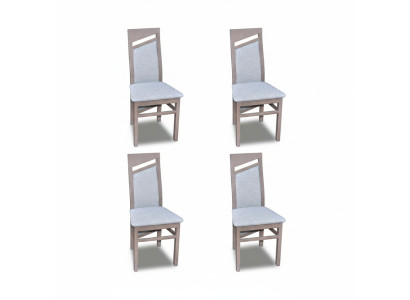Chaises décoratives en bois rembourrées de textile pour la salle à manger Gastro Set de 4 fauteuils avec accoudoirs