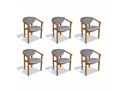 Ensemble complet de 6 chaises de designer Suite K27 pour salle à manger avec dossier rembourré et assise.