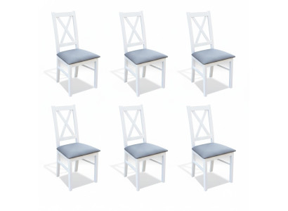 Ensemble de chaises en bois et textile 6x, chaises de salle à manger, chaises design en bois massif pour salle à manger.