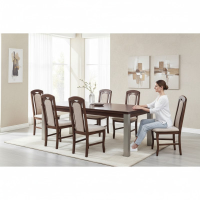 Salle à manger Chaise Chaises Siège Moderne Bois massif Fauteuil Ensemble 6x Restaurant de luxe