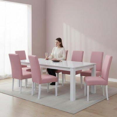 Salle à manger Chaises Ensemble de groupe en cuir Ensemble en bois 8x Ensemble de chaises Fauteuil Suite neuf.