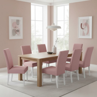 Salle à manger Chaises Ensemble de groupe en cuir Ensemble en bois 8x Ensemble de chaises Fauteuil Suite neuf.