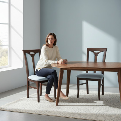 Suite de fauteuils Chaises Gastro Salle à manger Tissu Textile Ensemble de 8 chaises design en bois