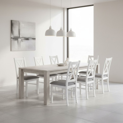 Chaises rembourrées en tissu de designer en bois pour salle à manger Gastro - Ensemble de 8 fauteuils et chaises