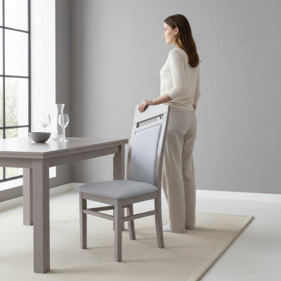 Suite Chaise de salle à manger Bois Rembourrage neuf Groupe de salle à manger 8 x Chaise avec accoudoirs