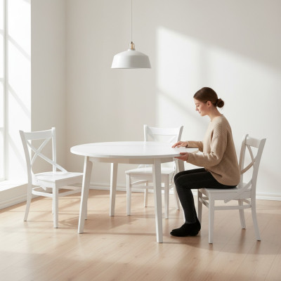 Chaise de salle à manger Ensemble de chaises Siège Suite 4x Chaises Design textile en bois modernes