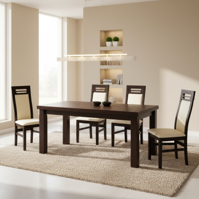 Ensemble complet de chaises de designer K65 4x pour salle à manger. Sièges rembourrés en textile.