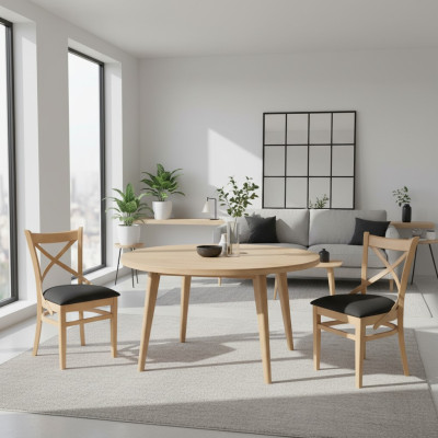 Ensemble de chaises design avec revêtement textile pour groupe de 4 chaises, mobilier de luxe avec des chaises à haut dossier.
