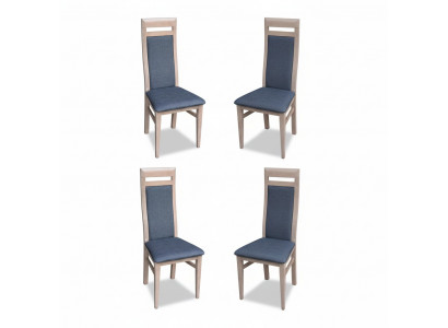 Chaises Cuisine Salle à manger Tissu Bois Ensemble 4x Chaise de design Tissu Fauteuil Rembourrage