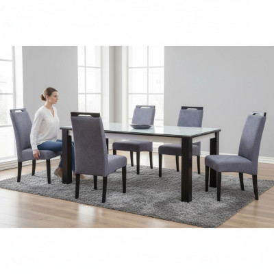 Groupe de salle à manger de cuisine Chaise Suite Siège Rembourrage Bois 4x Chaises Chaises à dossier inclinable