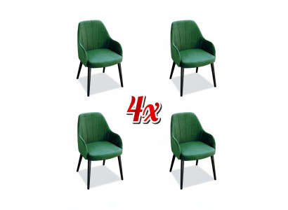 Chaises de cuisine Élégantes Salle à manger Tissu neuf Ensemble de 4x Chaise Fauteuil Design Bois Textile