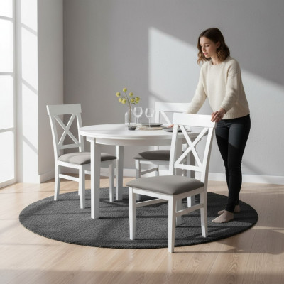 Rembourrage Chaise Set Groupe Chaises Ensemble de salle à manger Suite 6xGroupes Fauteuil en textile Cuisine
