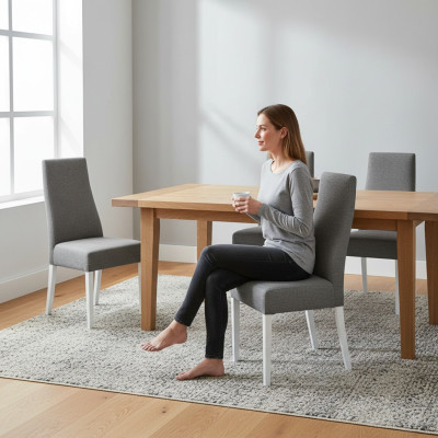 Groupe Ensemble Vivre Véritable Salle à manger en bois Velours Textile Chaise 6x chaises