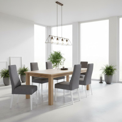 Groupe Ensemble Vivre Véritable Salle à manger en bois Velours Textile Chaise 6x chaises