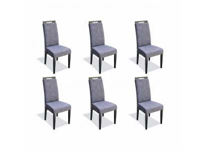 Fauteuil 6x Chaises Rembourrage Tissu Tissu Ensemble de salle à manger Suite Set Design Complet