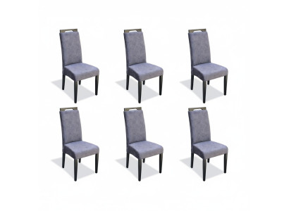 Fauteuil 6x Chaises Rembourrage Tissu Tissu Ensemble de salle à manger Suite Set Design Complet