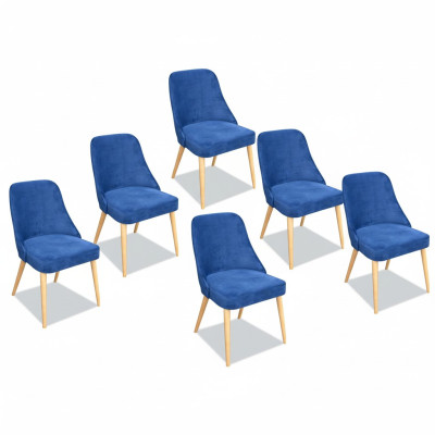 Cuisine Salle à manger Chaises 6x Groupe de chaises Fauteuils Suite Tissu Bois Mobilier