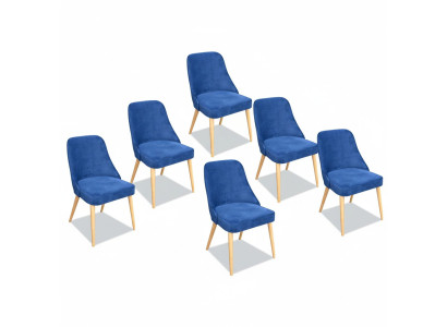 Cuisine Salle à manger Chaises 6x Groupe de chaises Fauteuils Suite Tissu Bois Mobilier