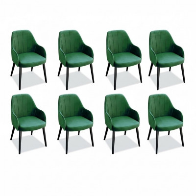 Salle à manger Chaises Tissu Ensemble 8x Fauteuil Chaise Designer Bois Textile Rembourrage Chaises