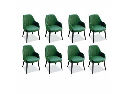 Salle à manger Chaises Tissu Ensemble 8x Fauteuil Chaise Designer Bois Textile Rembourrage Chaises