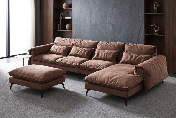 Ensemble de coin de canapé moderne de luxe en forme de L avec rembourrage pour le salon Paysage de vie