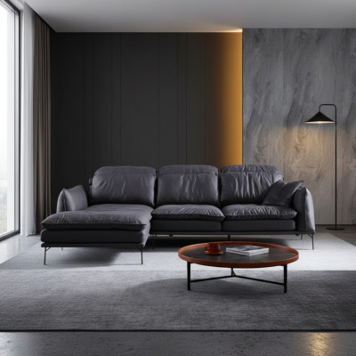 Canapé en cuir Canapé d'angle Canapé Canapé Rembourrage Ensemble d'angle Meubles de designer