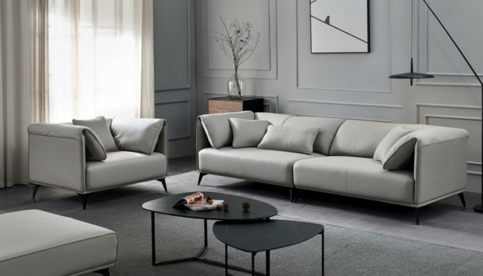 Salon Canapés Canapés Rembourrage 4 places Gris Design Xxl Grand Canapé