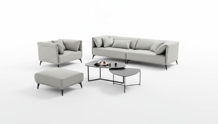 Salon Canapés Canapés Rembourrage 4 places Gris Design Xxl Grand Canapé