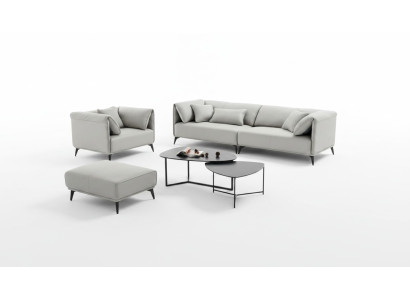 Salon Canapés Canapés Rembourrage 4 places Gris Design Xxl Grand Canapé