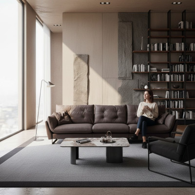 Canapé Canapés 4 places Canapés Cuir synthétique de luxe grand Rembourrage 260cm Meubles design