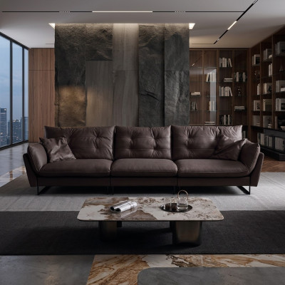 Canapé Canapés 4 places Canapés Cuir synthétique de luxe grand Rembourrage 260cm Meubles design