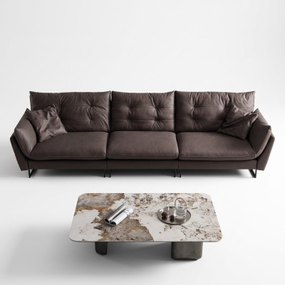 Canapé Canapés 4 places Canapés Cuir synthétique de luxe grand Rembourrage 260cm Meubles design