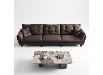Canapé Canapés 4 places Canapés Cuir synthétique de luxe grand Rembourrage 260cm Meubles design