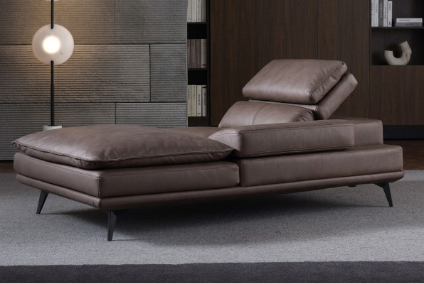 Salle de séjour Salon Mobilier Design Moderne Canapé Cuir Marron Chaise Longue