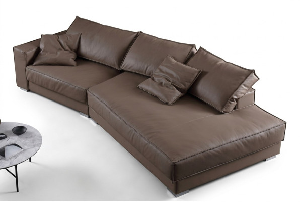 Des canapés de luxe modernes en L-shape design, nouveau canapé d'angle avec fonction lit en textile.