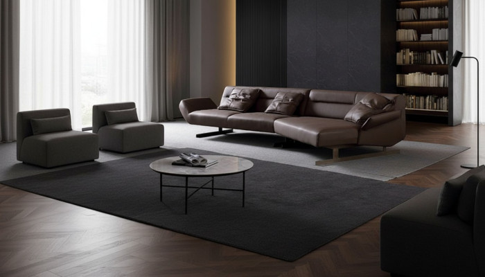 Canapé d'angle design Canapé paysage vivant Canapé Canapé en forme de L Rembourrage Canapés en cuir