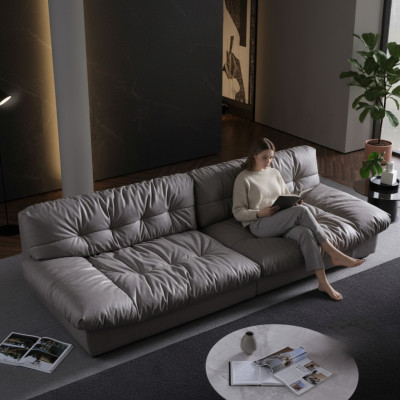 Grand salon xxl Canapé design moderne en cuir 4 places Textile
