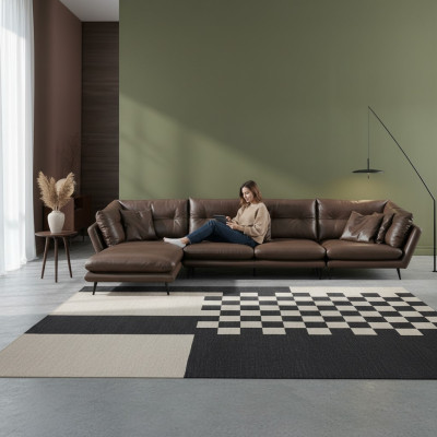 Canapé en cuir Canapé Canapé d'angle Design moderne Canapé d'angle Forme de L