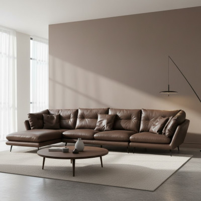 Canapé en cuir Canapé Canapé d'angle Design moderne Canapé d'angle Forme de L
