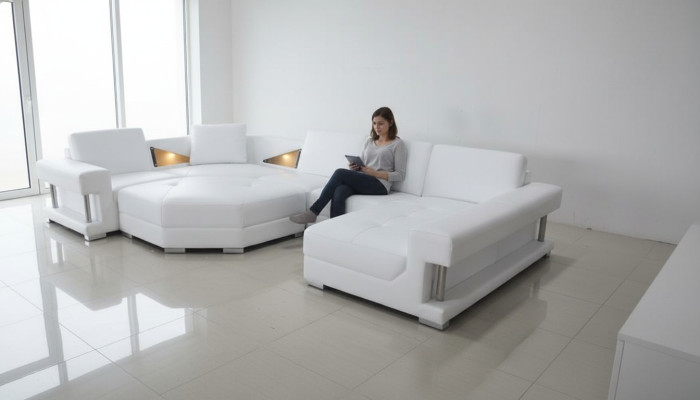 Canapés d'angle en U Rembourrage moderne Mobilier de salon Canapé d'angle Canapé en cuir Canapé design
