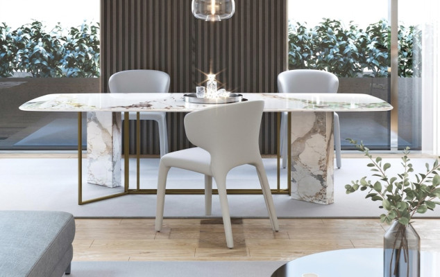 Meubles de luxe Tables en marbre 180x90cm Salle de séjour Hôtel Salle à manger Table Designer neuve