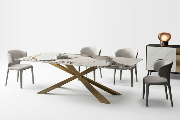 Conception de tables de vie pour salle à manger 180x90cm Table de salle à manger en acier inoxydable avec pieds en X.