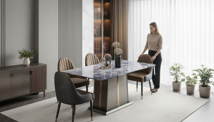 Style de cuisine en marbre Table à manger moderne Tables Table Salle à manger Mobilier de luxe Design