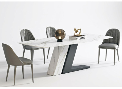 Table à manger en marbre, tables de salon Bonzen Italie de designer de luxe en acier inoxydable neuf
