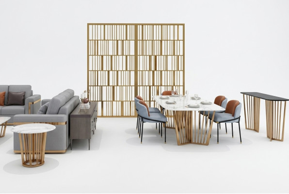 Salle à manger Salon en acier inoxydable Tables de design 180x90cm Meubles de luxe Table à manger Table