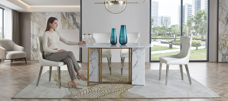 Meubles de luxe Tables en marbre 180x90cm Salon Hôtel Salle à manger Table Designer nouveau