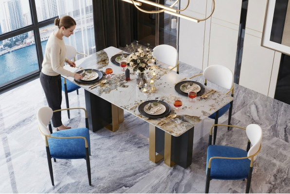 Table de cuisine style marbre moderne Table Salle à manger de luxe Design de meubles