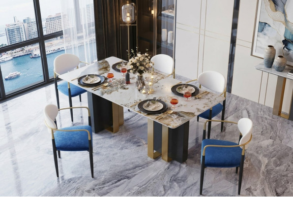 Table de cuisine style marbre moderne Table Salle à manger de luxe Design de meubles