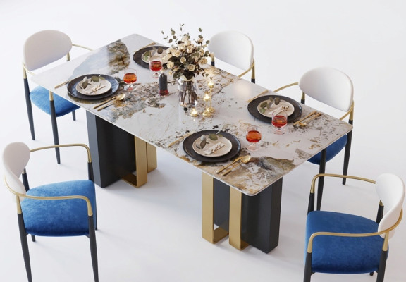 Table de cuisine style marbre moderne Table Salle à manger de luxe Design de meubles